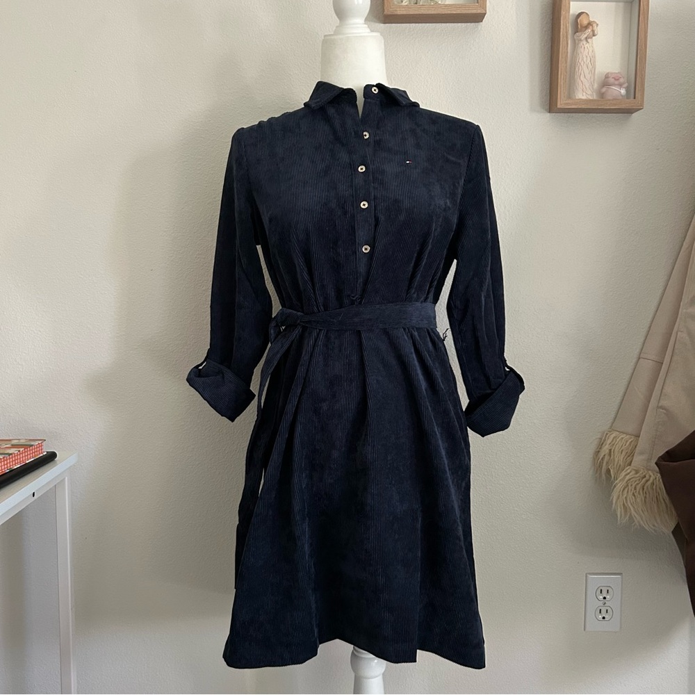 Tommy Hilfiger Corduroy Dress in Navy Blue Women’s Size 6 Petite Spring Casual
